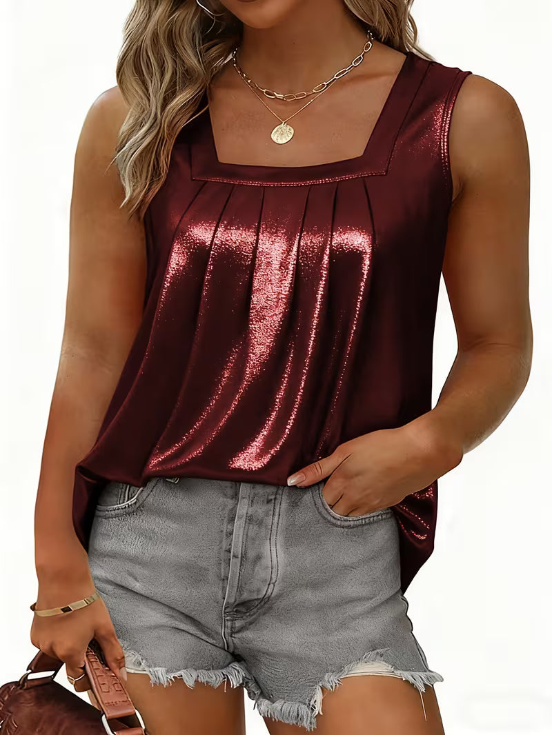 Shivina - Scoop Neck Metallic Tank Top