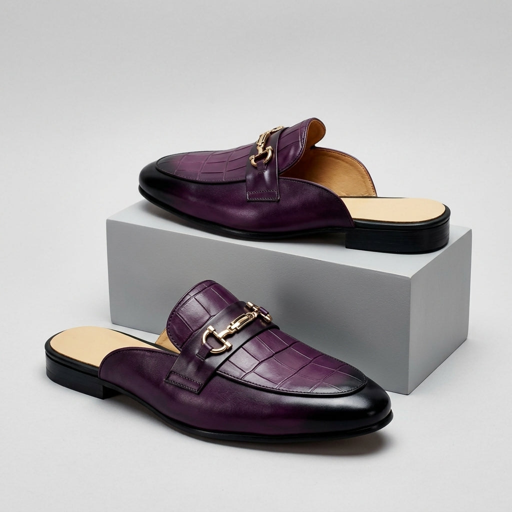 Idris - Backless Leather Shoes