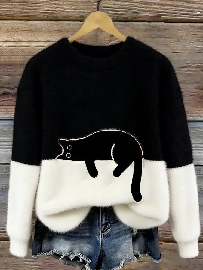Zaidia – Cozy Knitted Sweater with Cute Cat