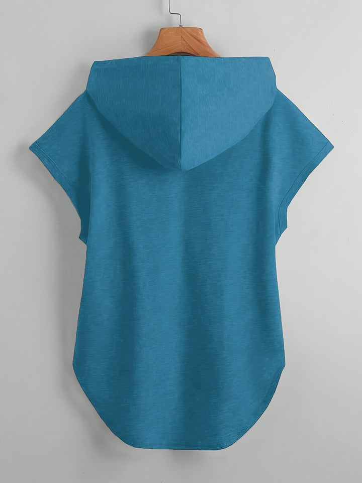 Matthias - Casual Asymmetrical Hem Hooded T-Shirt