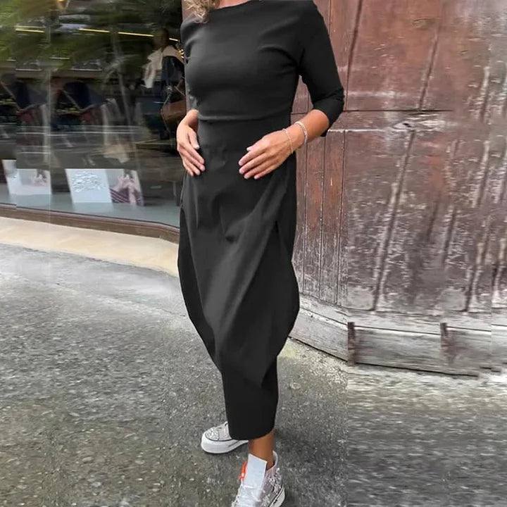 Vionel - Long Sleeve Polyester Dress with Pockets
