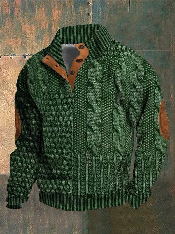 Everette - Cable Knit Patchwork Sweater