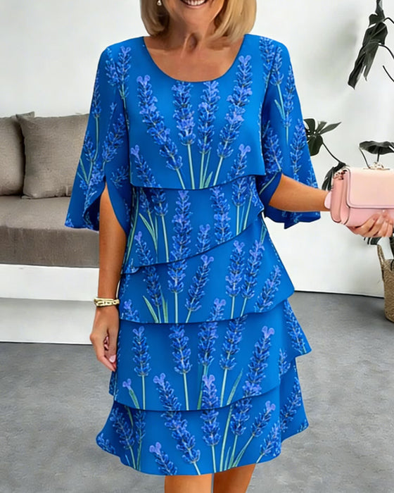 Liania - Lavender Print Layered Dress