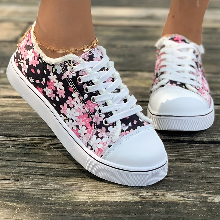 Bristy - Floral Print Lace-Up Shoes