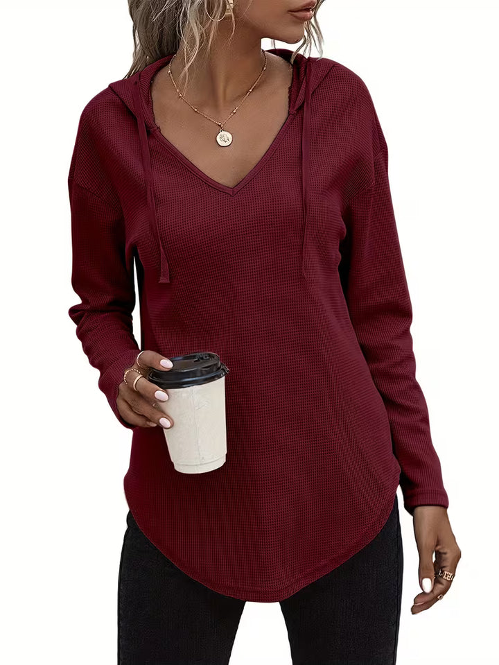 Heydi - Long Sleeve Curved Hem Hooded Sweatshirt