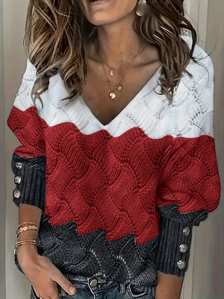 Sinara - Elegant V-Neck Long Sleeve Sweater