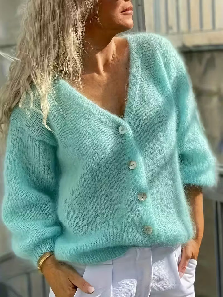 Hozanna - Long Sleeve Knitted Sweater With Button