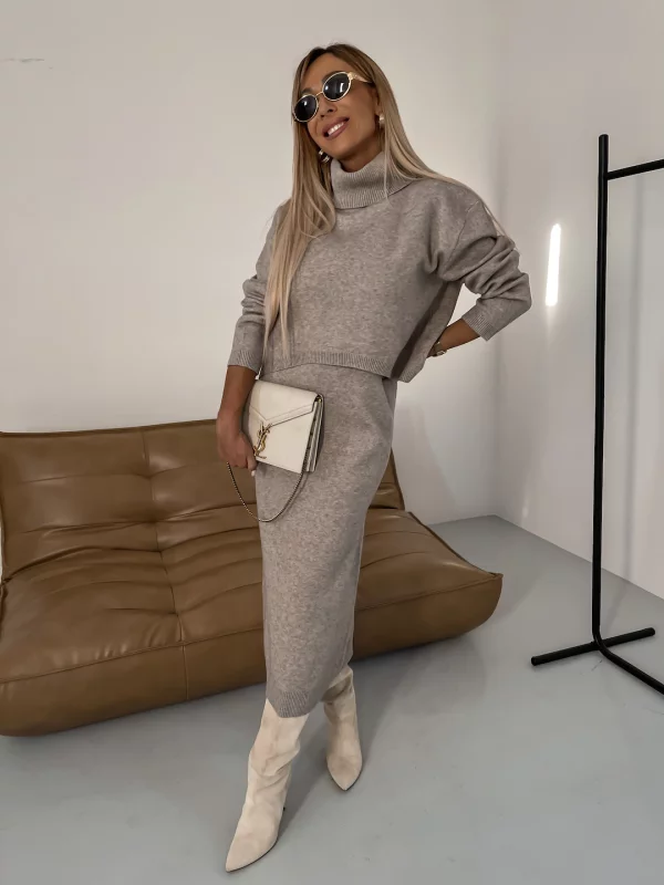 Kathleen - Turtleneck Two-Piece Winter Knitted Set