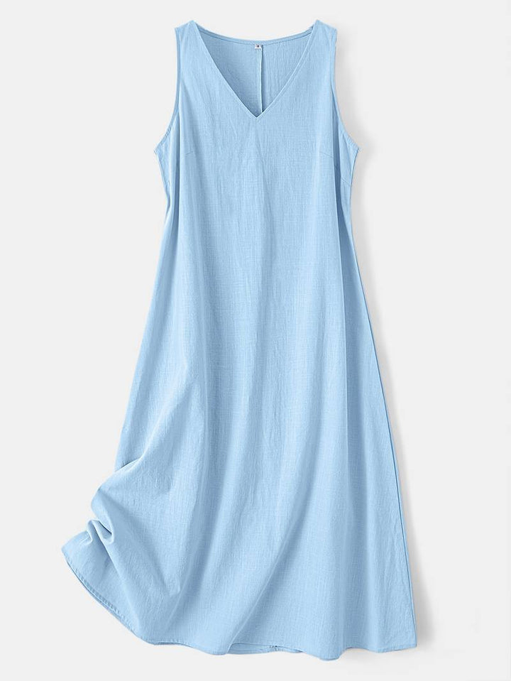 Brina - Elegant V-Neck Sleeveless Maxi Dress