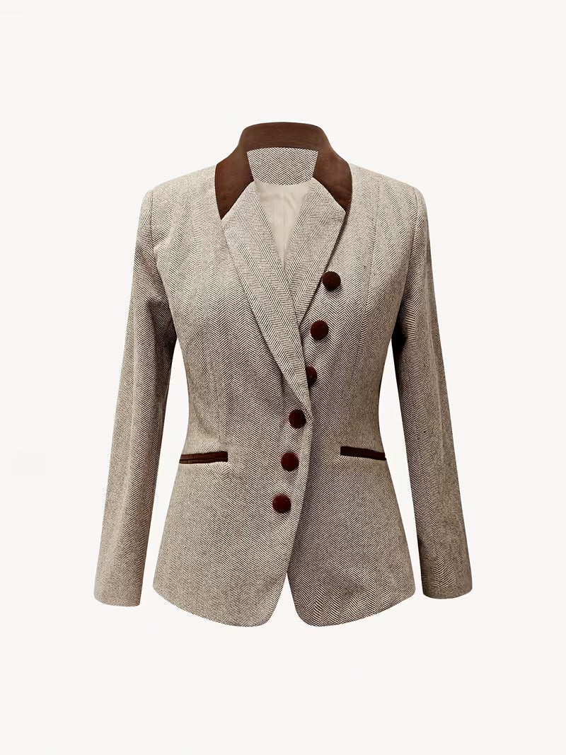 Yessica - Long Sleeve Stripe Pattern Coat