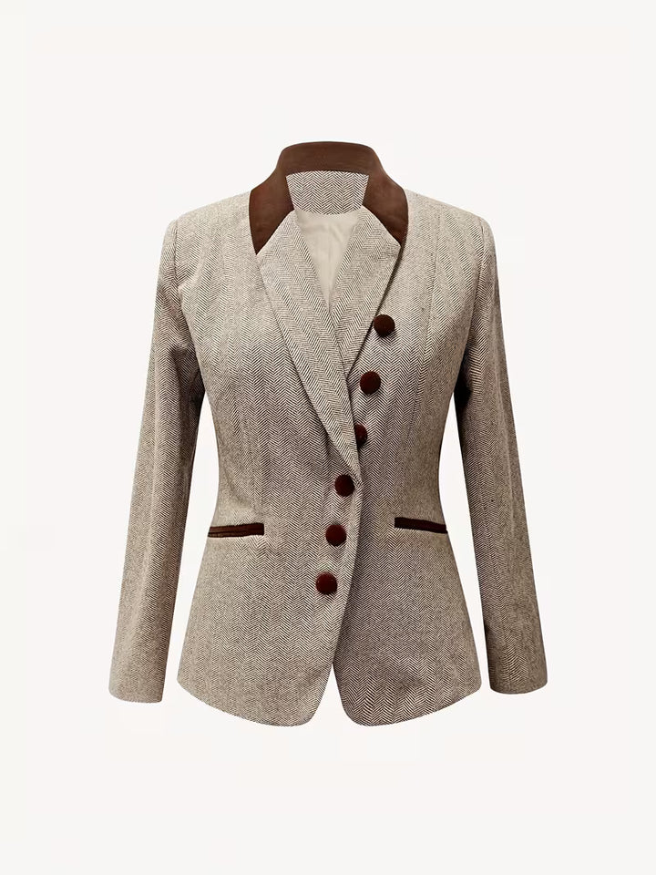 Yessica - Long Sleeve Stripe Pattern Coat