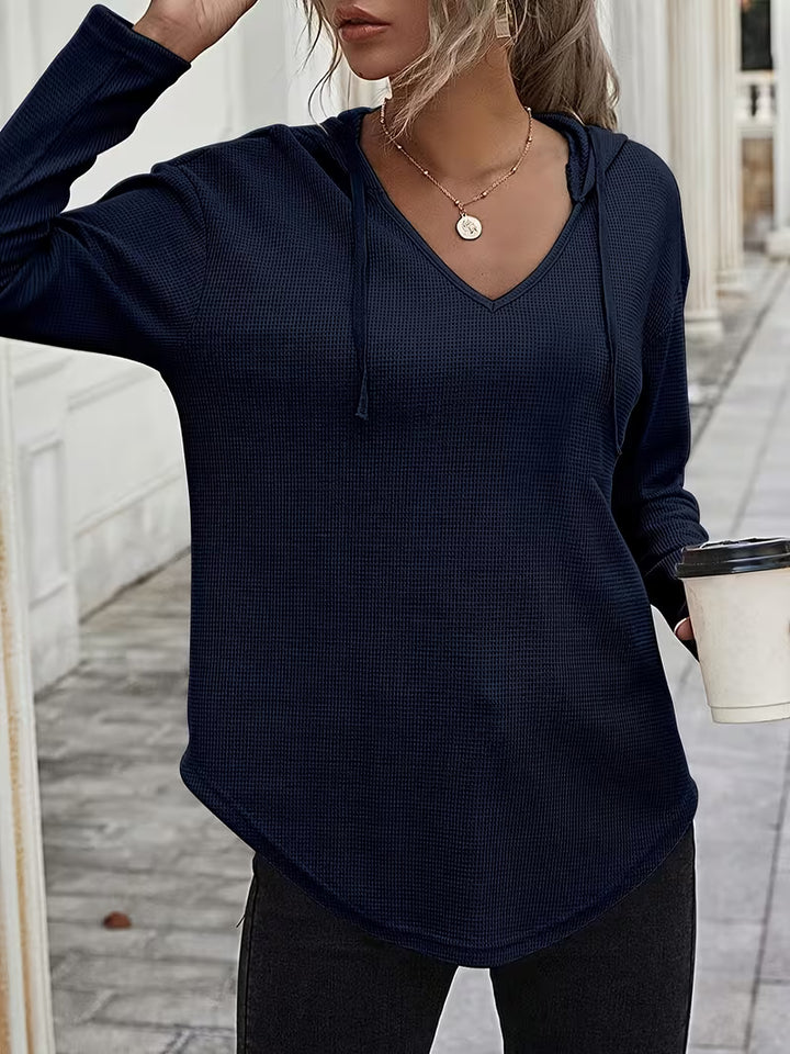 Heydi - Long Sleeve Curved Hem Hooded Sweatshirt