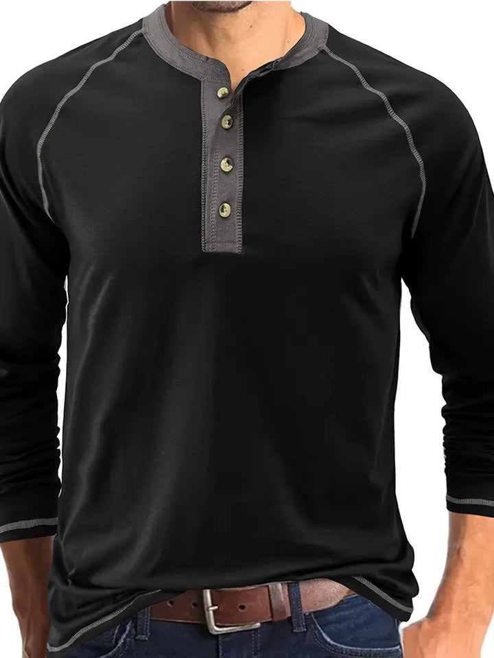 Sharma - Long Sleeve Crew Neck Henley Shirt