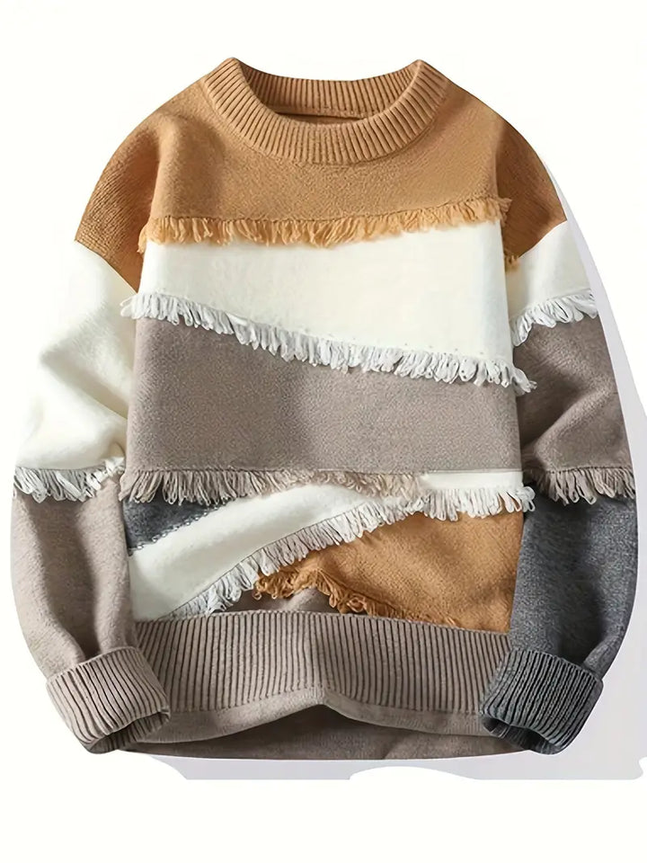 Derrick - Frayed Knitted Sweater With Long Sleeve