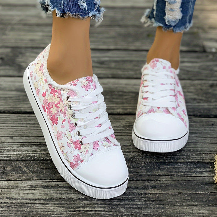 Bristy - Floral Print Lace-Up Shoes