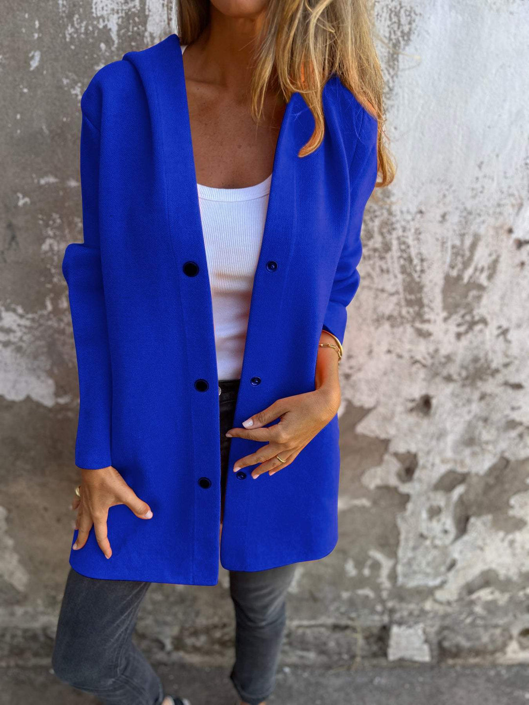 Isolde - Button Front Cardigan with Hood