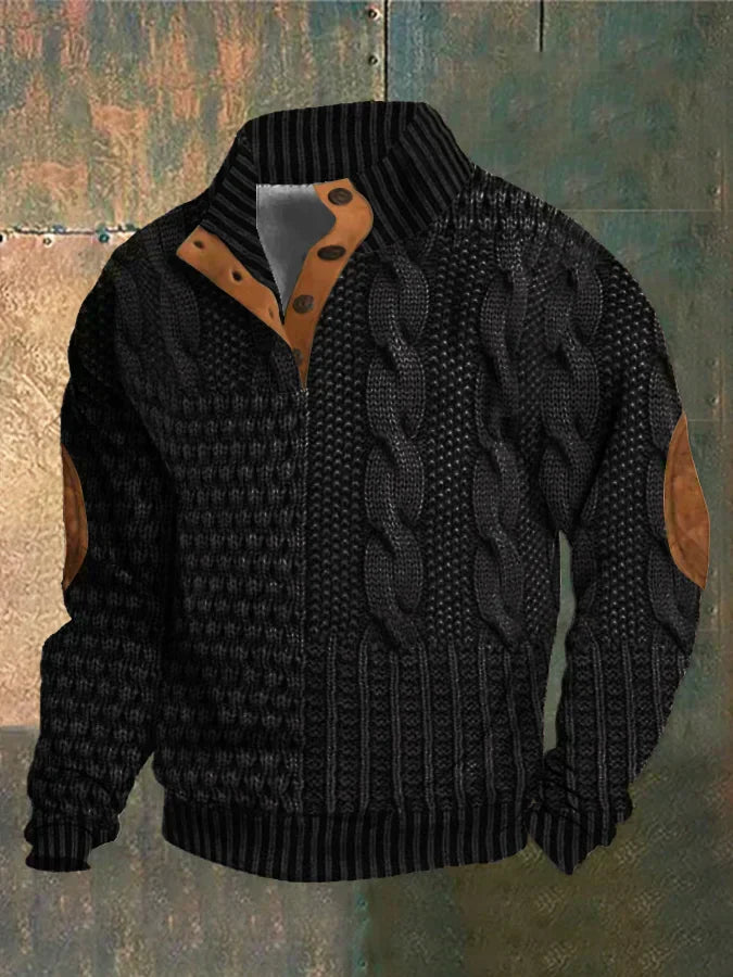 Everette - Cable Knit Patchwork Sweater