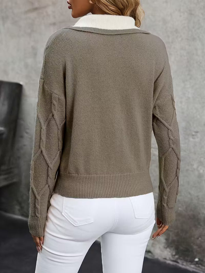 Mahalia - Cable Knit Collared Sweater