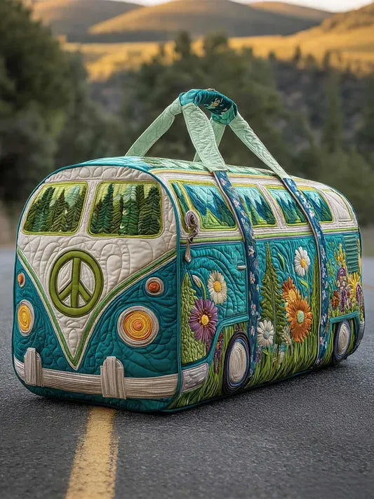 Zefea - Quilted Vintage Camper Print Travel Bag