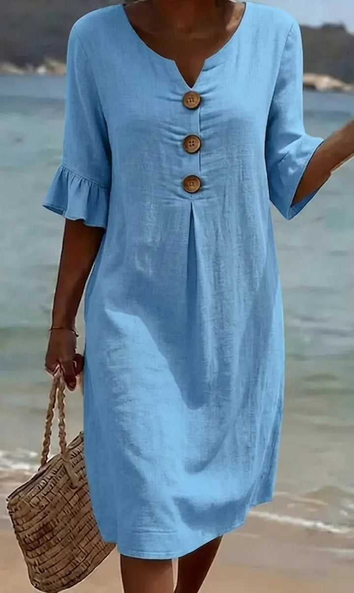 Mlaina - Elegant Midi Dress With Button