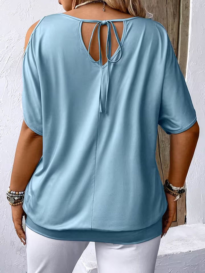 Liris - Off-Shoulder Tie-Back Print Top
