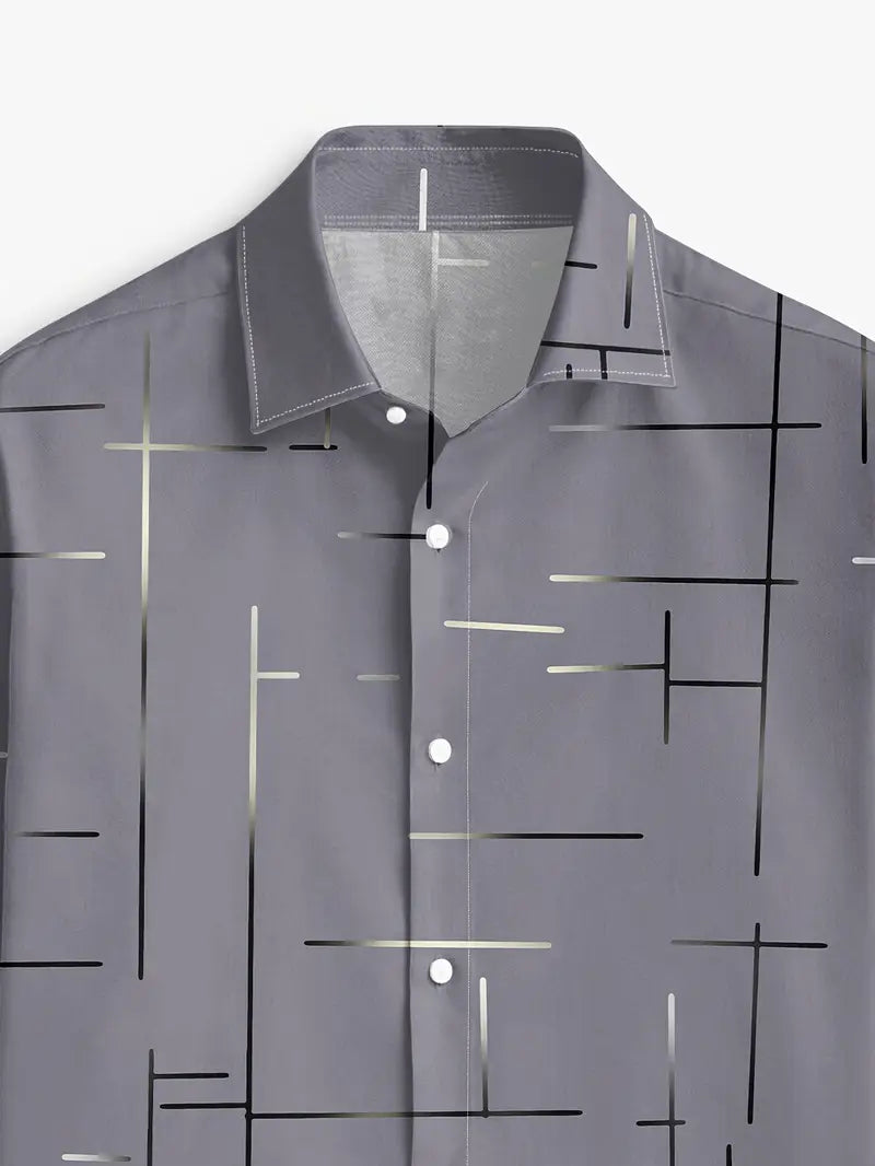 Nerio - Geometric Print Long Sleeve Shirt