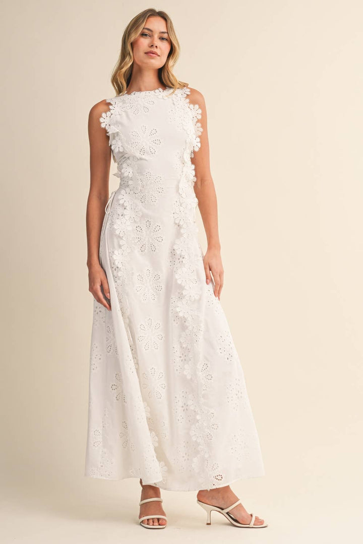 Azalia - Sleeveless Embroidered Floral Maxi Dress