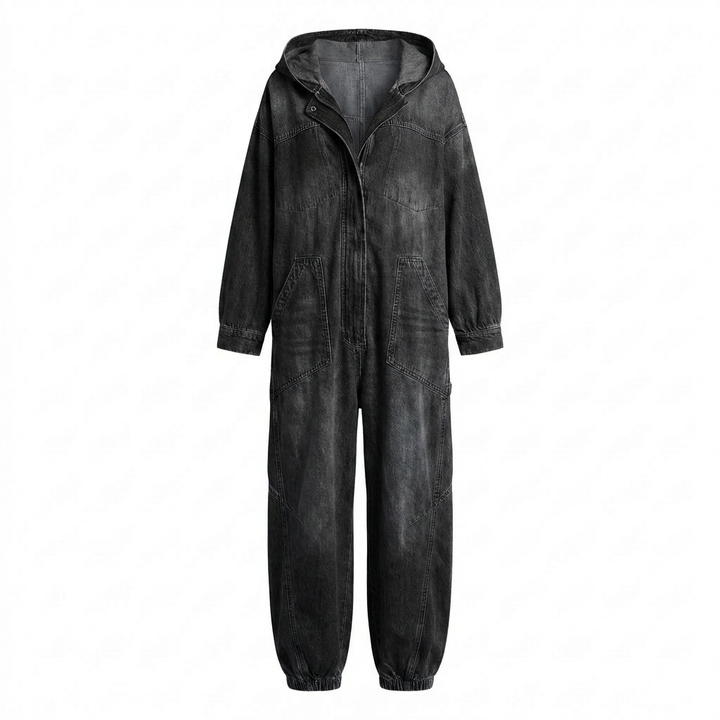 Estielle - Denim Jumpsuit With Hooded