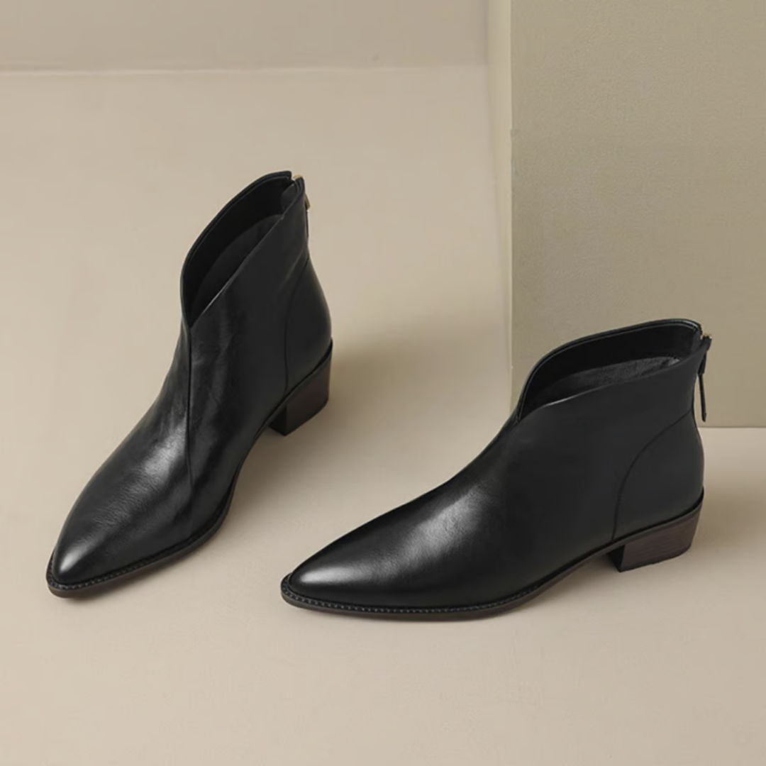 Zabrina - Leather Pointed Toe Ankle Boots