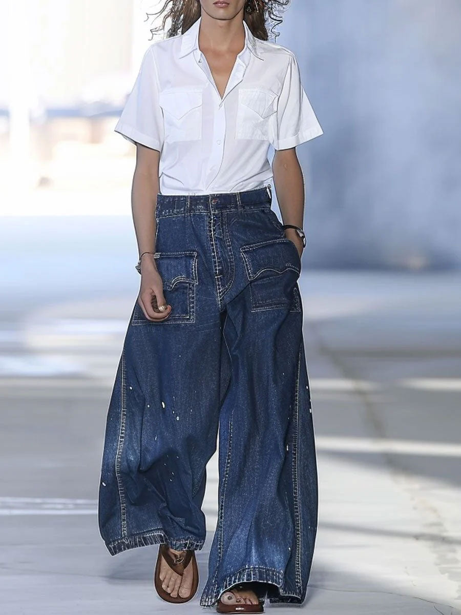 Azize - Loose fit Multi-Pocket Denim Jeans
