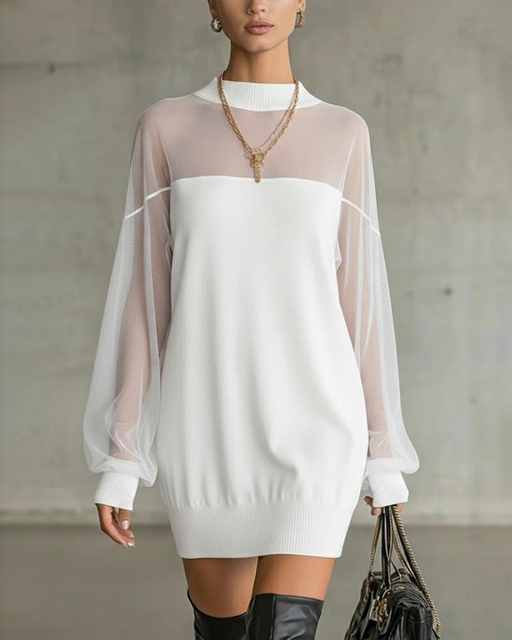 Yenaya - Lantern Sleeve Knit Mini Dress