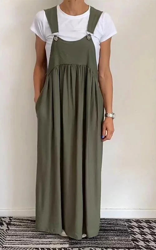 Regla - Loose Cotton And Linen Suspender Dress