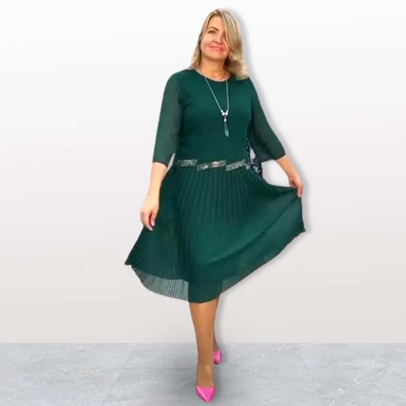 Kiernan - Elegant Round Neck Midi Dress