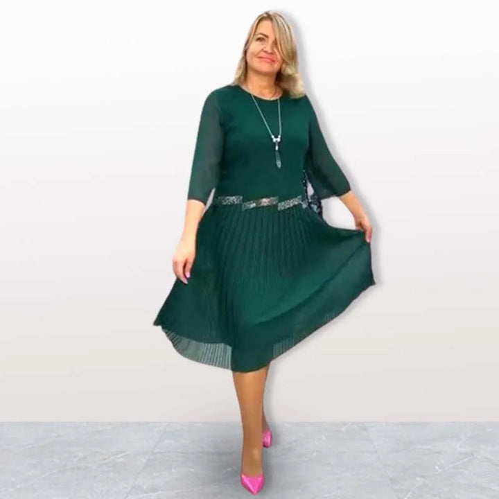 Kiernan - Elegant Round Neck Midi Dress