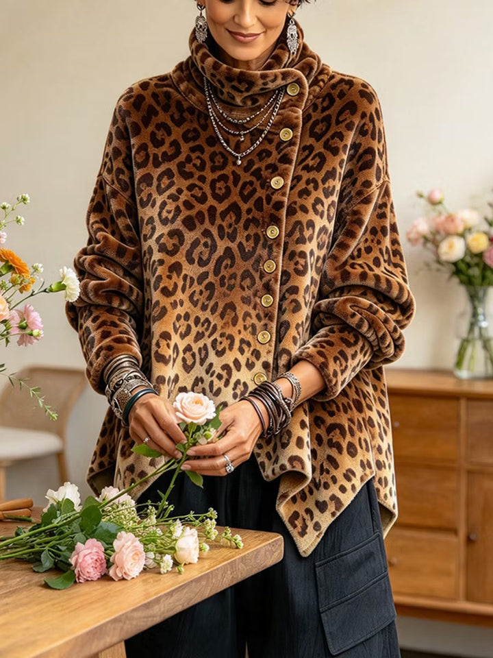 Linnella - Leopard Print Long Sleeve Blouse