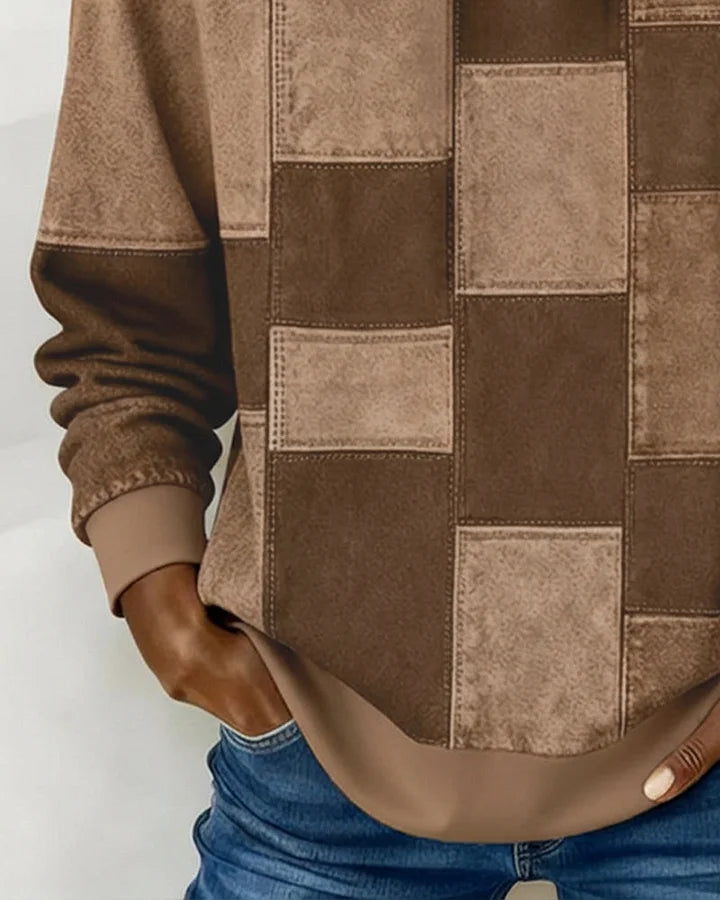 Yaralyn - Stylish Plaid Long-Sleeved Hoodie