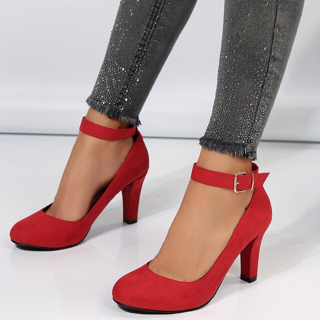 Loreena - Ankle Strap And Block Heel Pumps