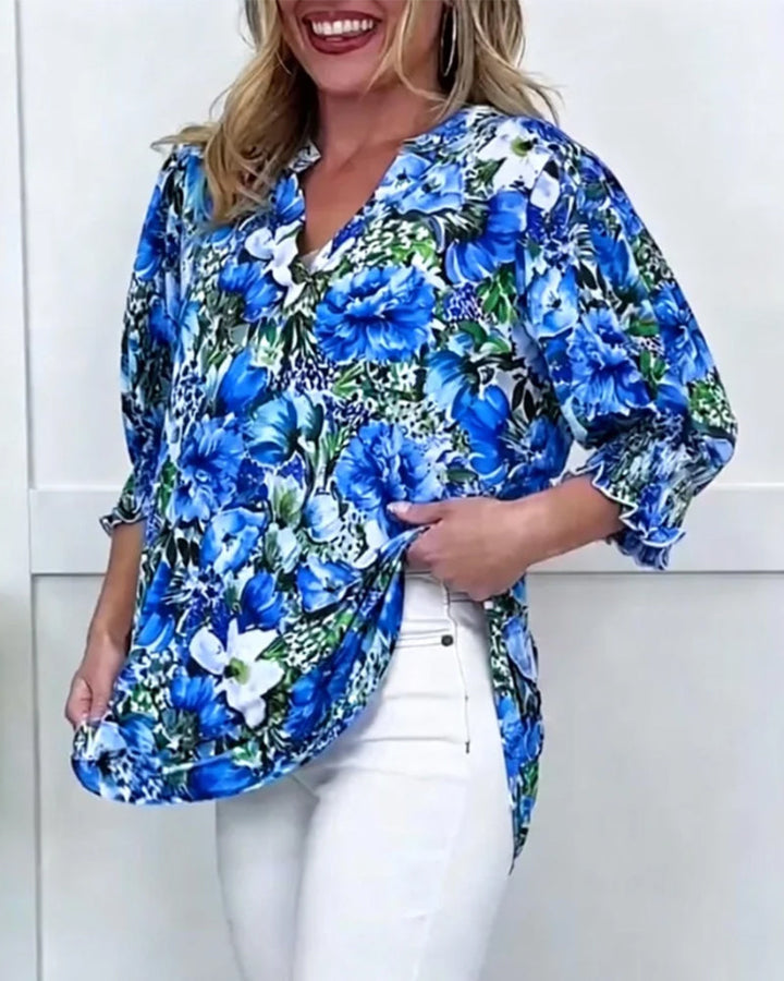 Niliza - Short Sleeve Floral Blouse