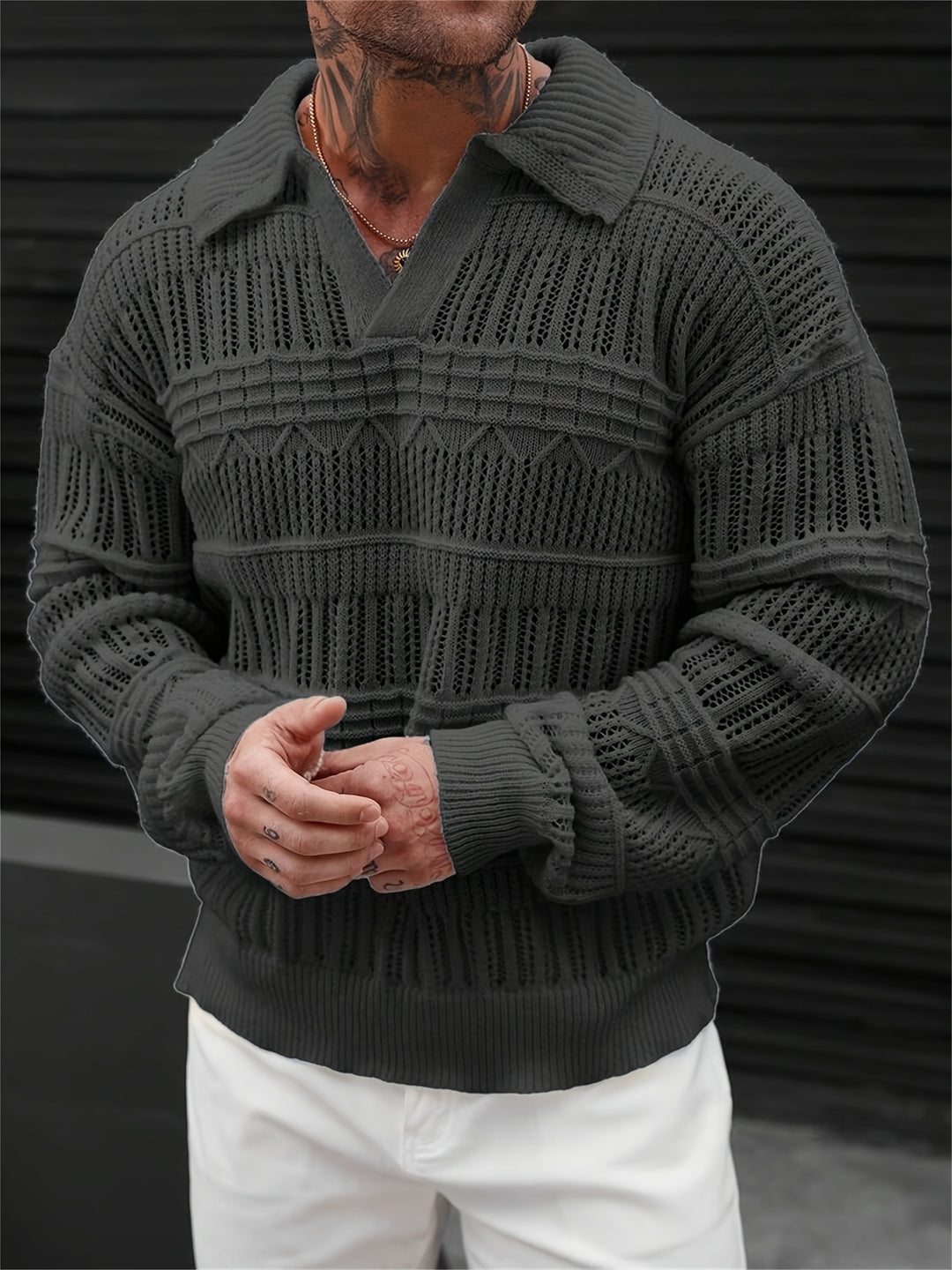 Wesley - Long Sleeve Sweater With Cut Out Design