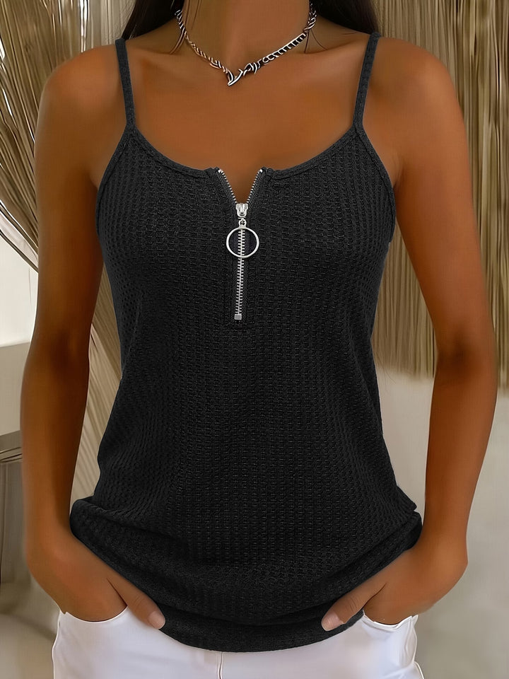 Zorja - Sleeveless Zip Neck Top