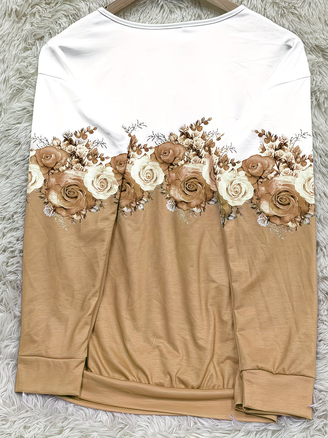 Shlomina - Rose Print Half Zip Sweatshirt