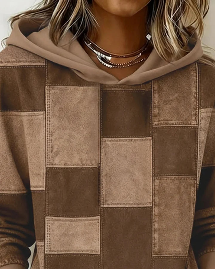 Yaralyn - Stylish Plaid Long-Sleeved Hoodie