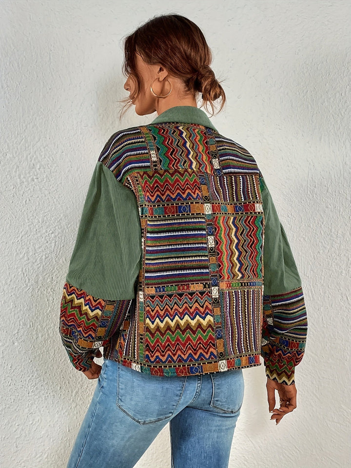 Esmeeira - Boho Patchwork Corduroy Button-Up Jacket