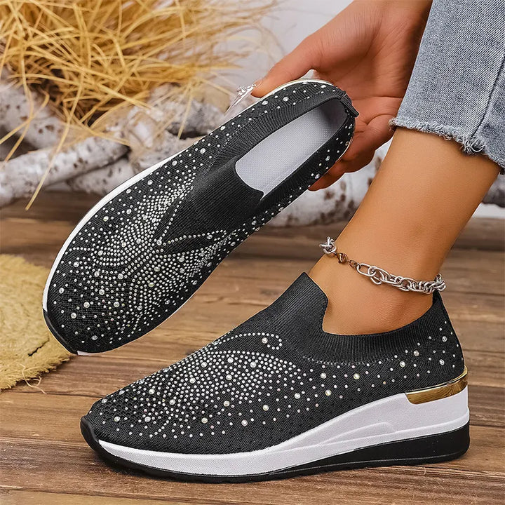 Josia - Rhinestone Butterfly Pattern Slip-on Sneakers