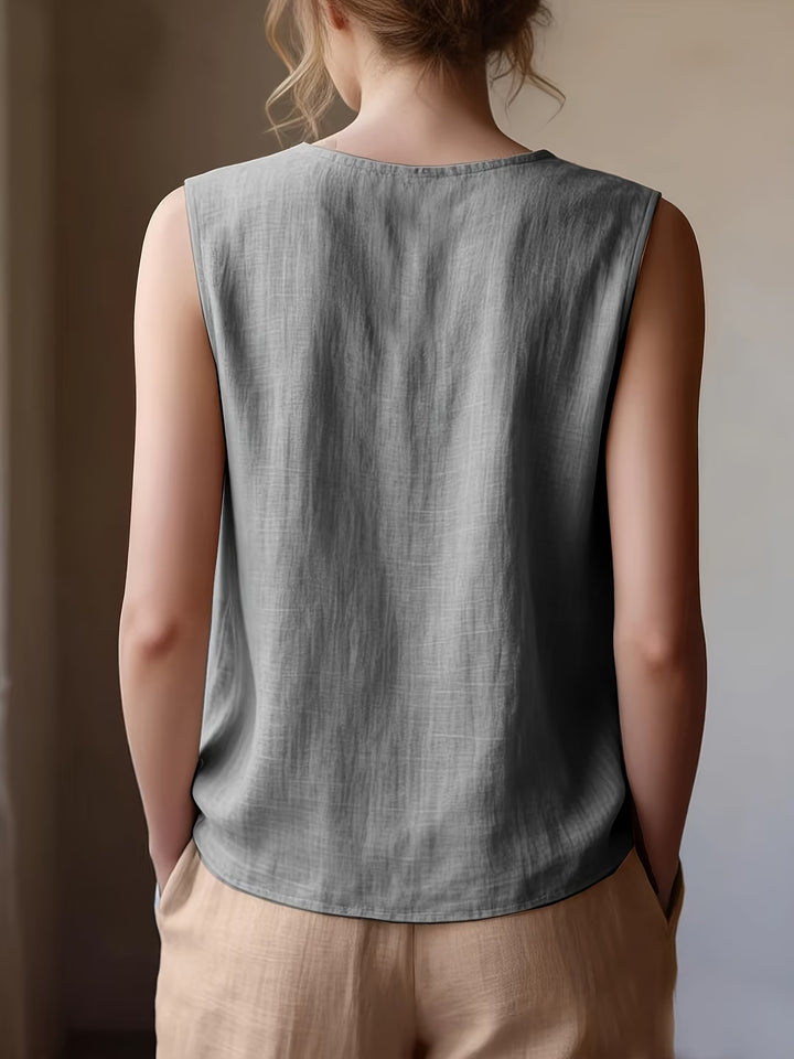 Safiya - Sleeveless Ruffle Neck Blouse