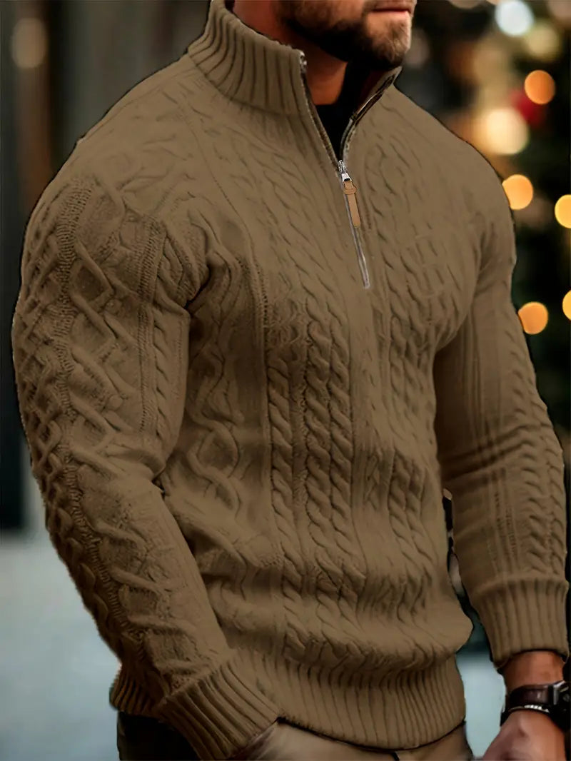 Rabada - Half-Zip Knitted Sweater With Stand-Up Collar