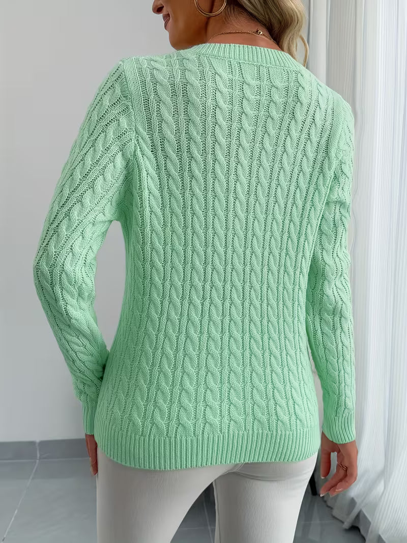 Lenea - Cable Knit Long Sleeve Sweater