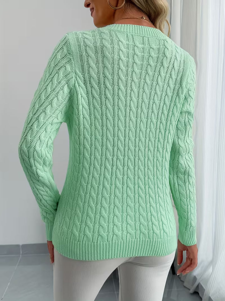Lenea - Cable Knit Long Sleeve Sweater
