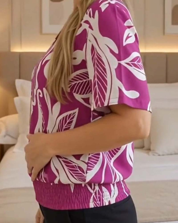 Isheba - Elegant Short Sleeve Blouse