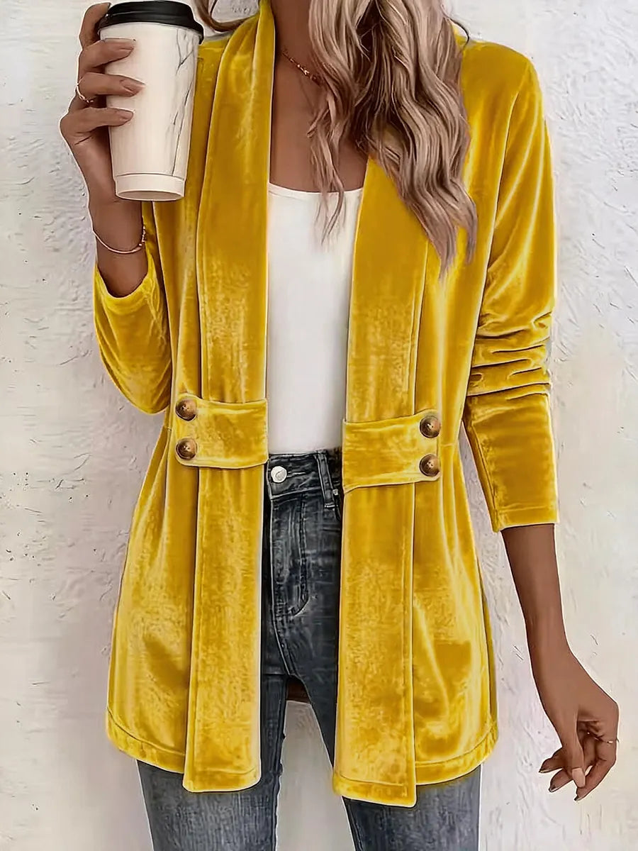 Sdenia - Velvet Open Front Longline Blazer